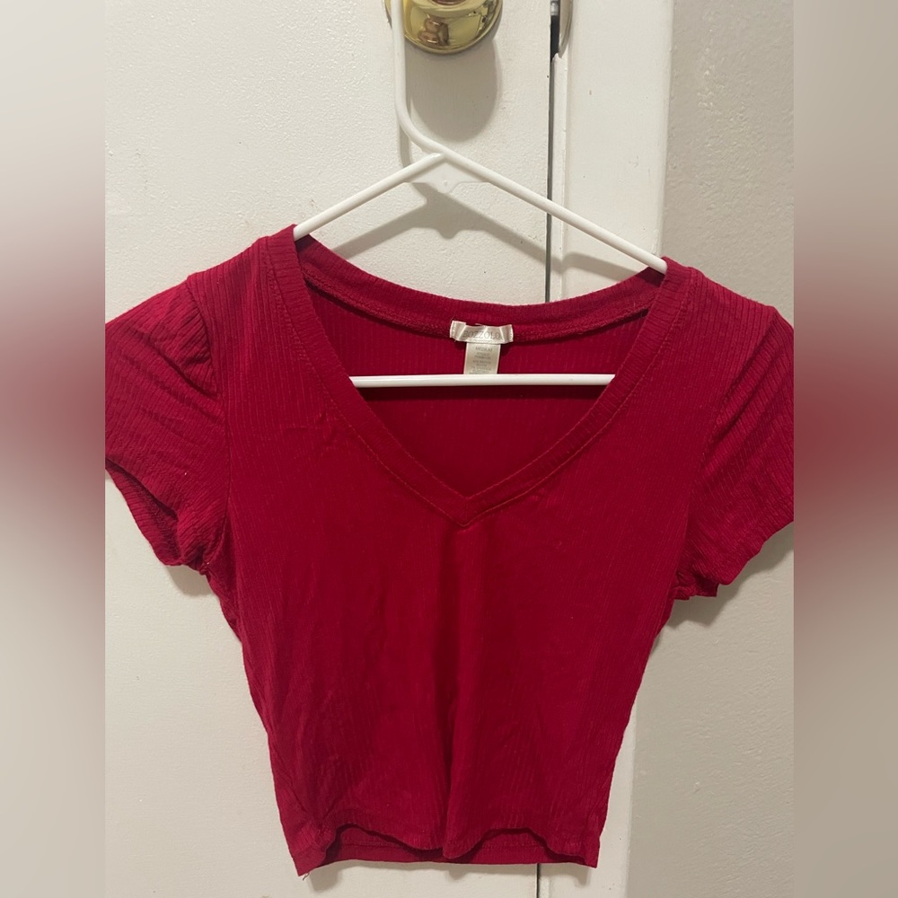 Short red tube top